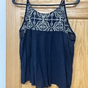 Abercrombie & Fitch Navy Camisole with White Embroidery